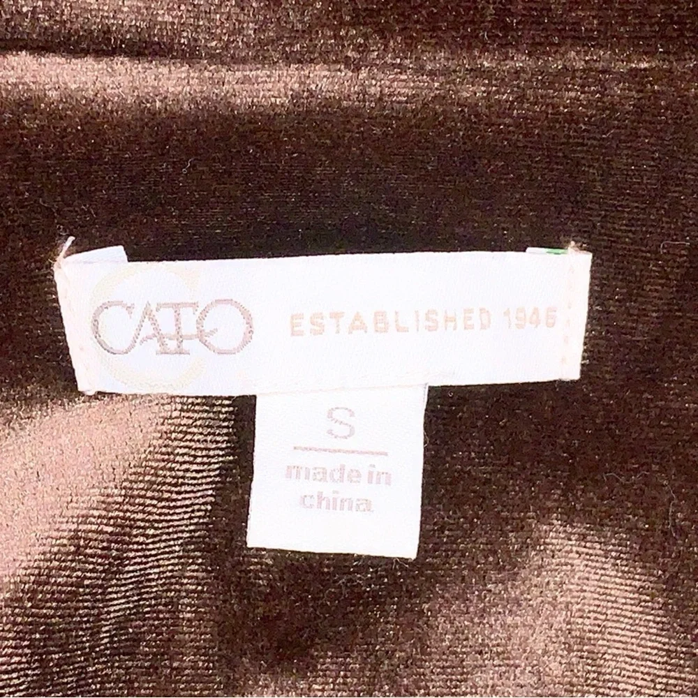 Y2K Era Small Cato Brown Velour Stretch Blazer Ruched 3/4 Length Sleeve